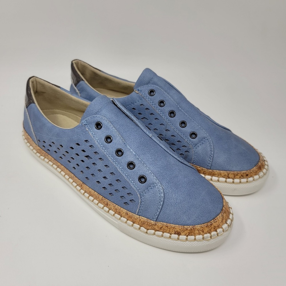 Jolimall Women's Sneakers Sz 10 M Blue Slip On Casual Shoes Comfort Laceless